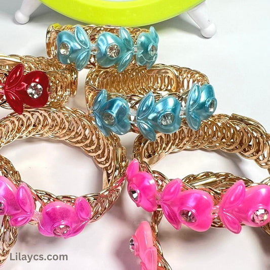 Box Price - 12 Piece Gold Cute Girls Kids Metal Gold Color Jewelry Sets in a Beautiful Bracelet Box