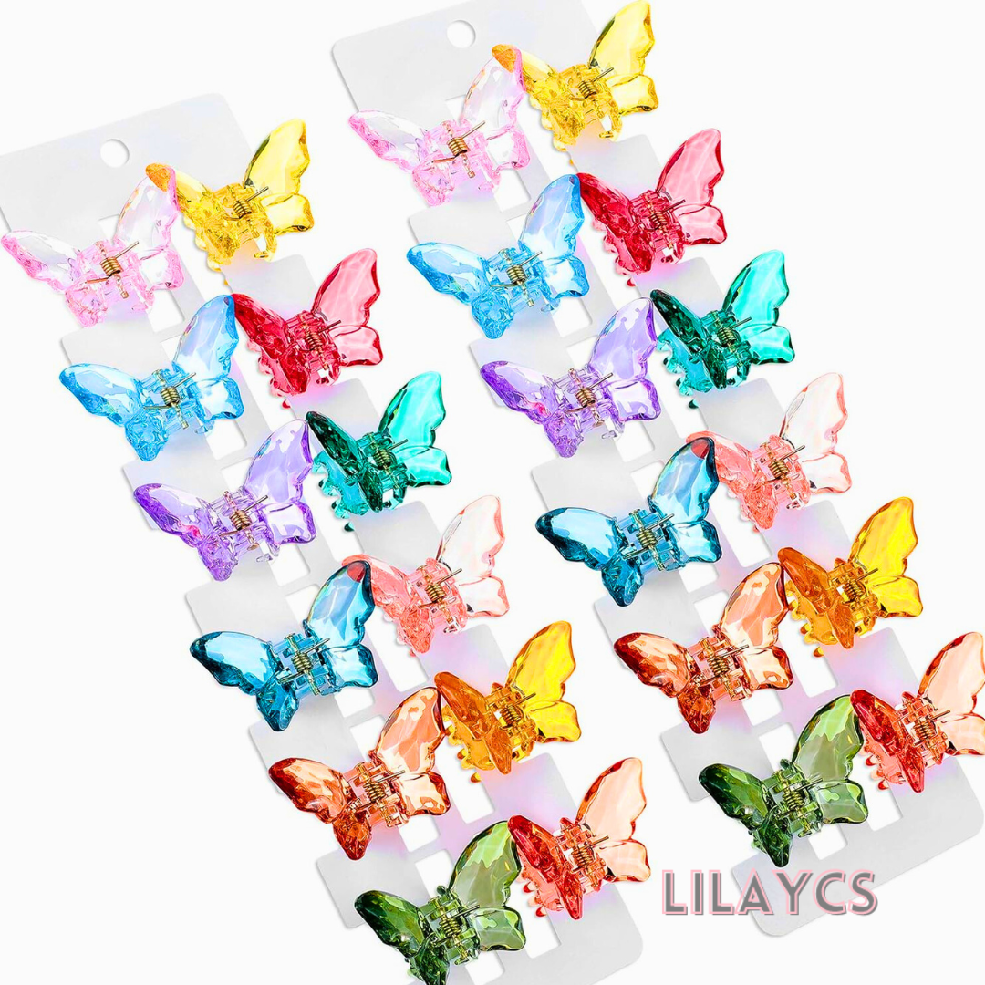 24 Pieces Girls Clear Butterfly Hair Clips - Beautiful Hair Accessories for Girls and Women