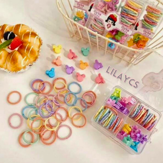 Gift Set Korean Fashion Mini Grab Clip Baby Scrunchie Hair Accessories Set - Gentle and Stylish Hair Solutions for Children
