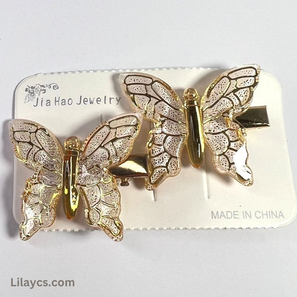 2 pcs - Butterfly Kids Cute Fancy Pins - Adorable Set of 2 on a Single Charming Card
