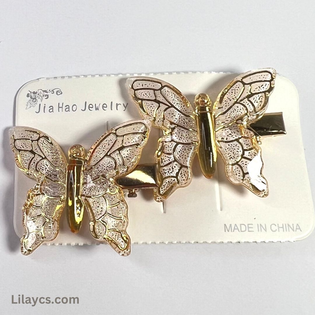 2 pcs - Butterfly Kids Cute Fancy Pins - Adorable Set of 2 on a Single Charming Card