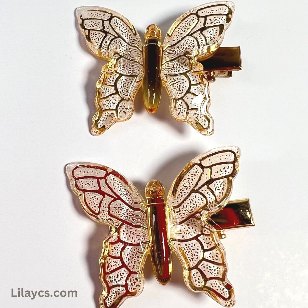 2 pcs - Butterfly Kids Cute Fancy Pins - Adorable Set of 2 on a Single Charming Card