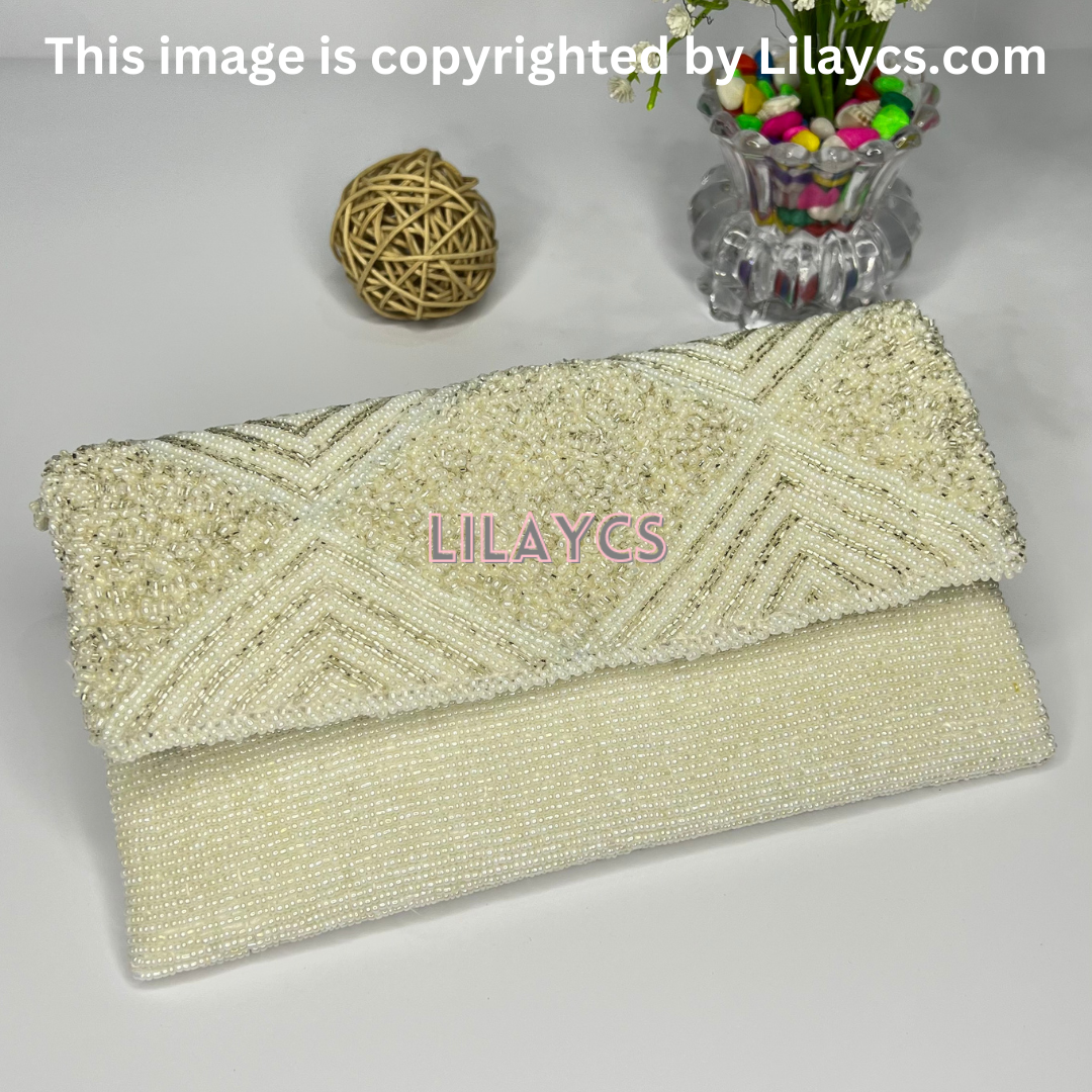 Handcrafted White Designer Clutch