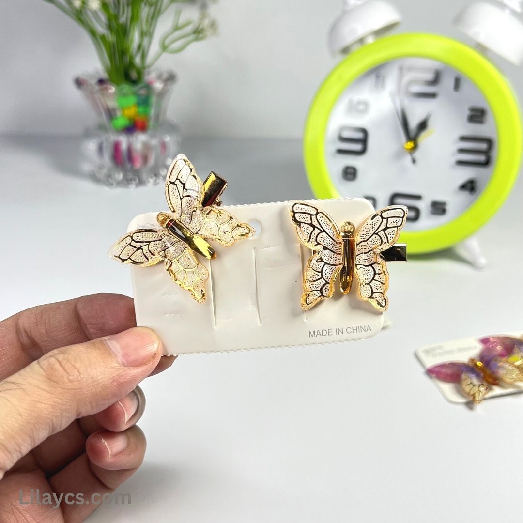 2 pcs - Butterfly Kids Cute Fancy Pins - Adorable Set of 2 on a Single Charming Card