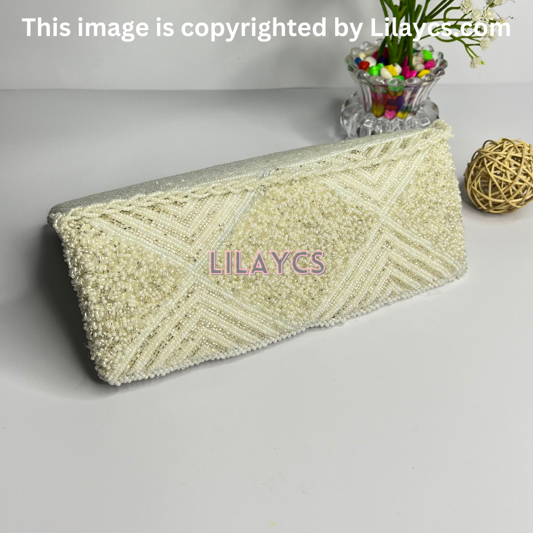 Handcrafted White Designer Clutch