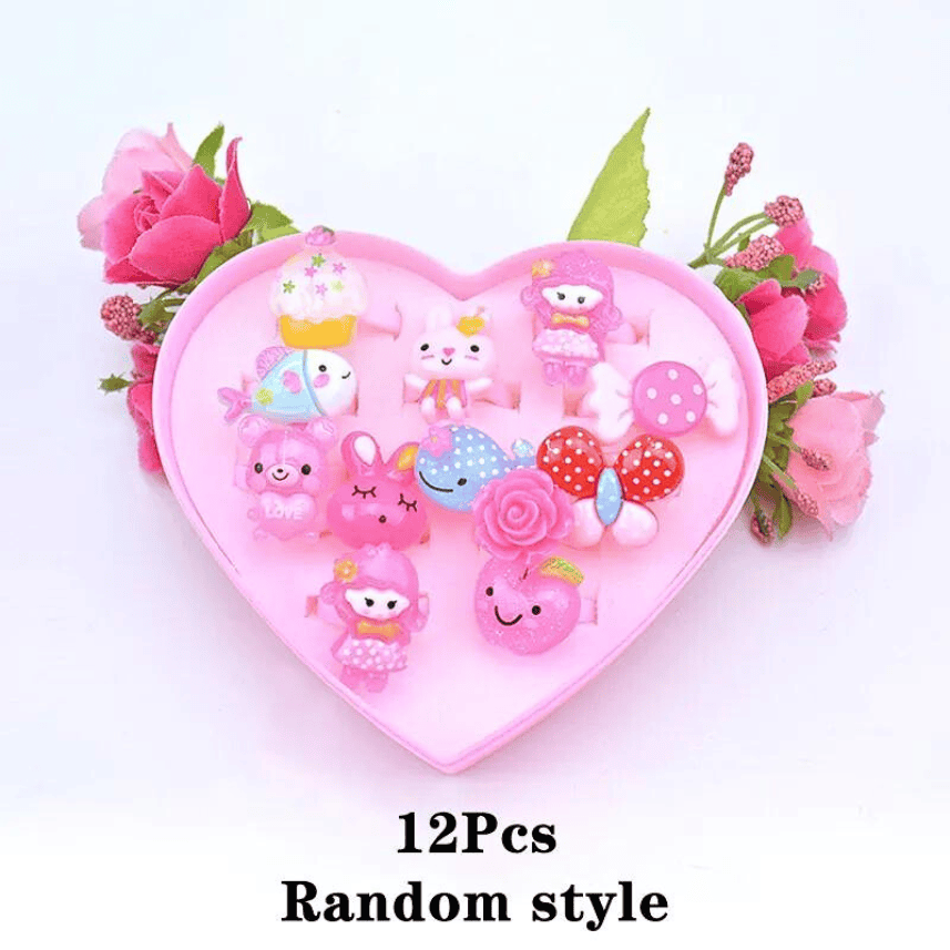 12-Pieces Set in Various Styles Assorted Kids Rings