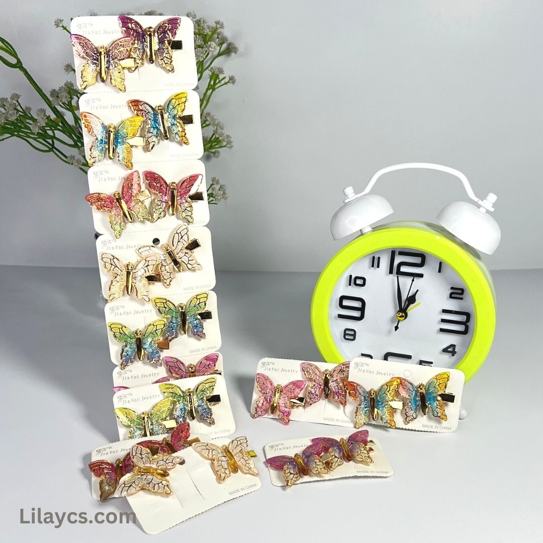 2 pcs - Butterfly Kids Cute Fancy Pins - Adorable Set of 2 on a Single Charming Card