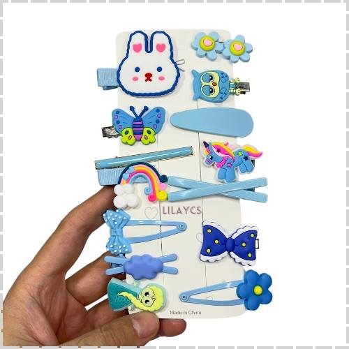 14 PCS Cute Rainbow Hair Pins - 1 Card - Kids