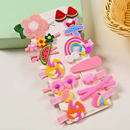 14 PCS Cute Rainbow Hair Pins - 1 Card - Kids