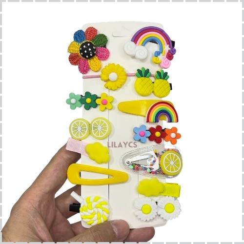 14 PCS Cute Rainbow Hair Pins - 1 Card - Kids