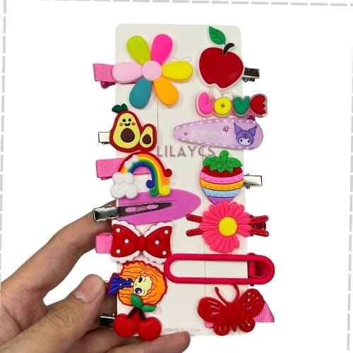 14 PCS Cute Rainbow Hair Pins - 1 Card - Kids