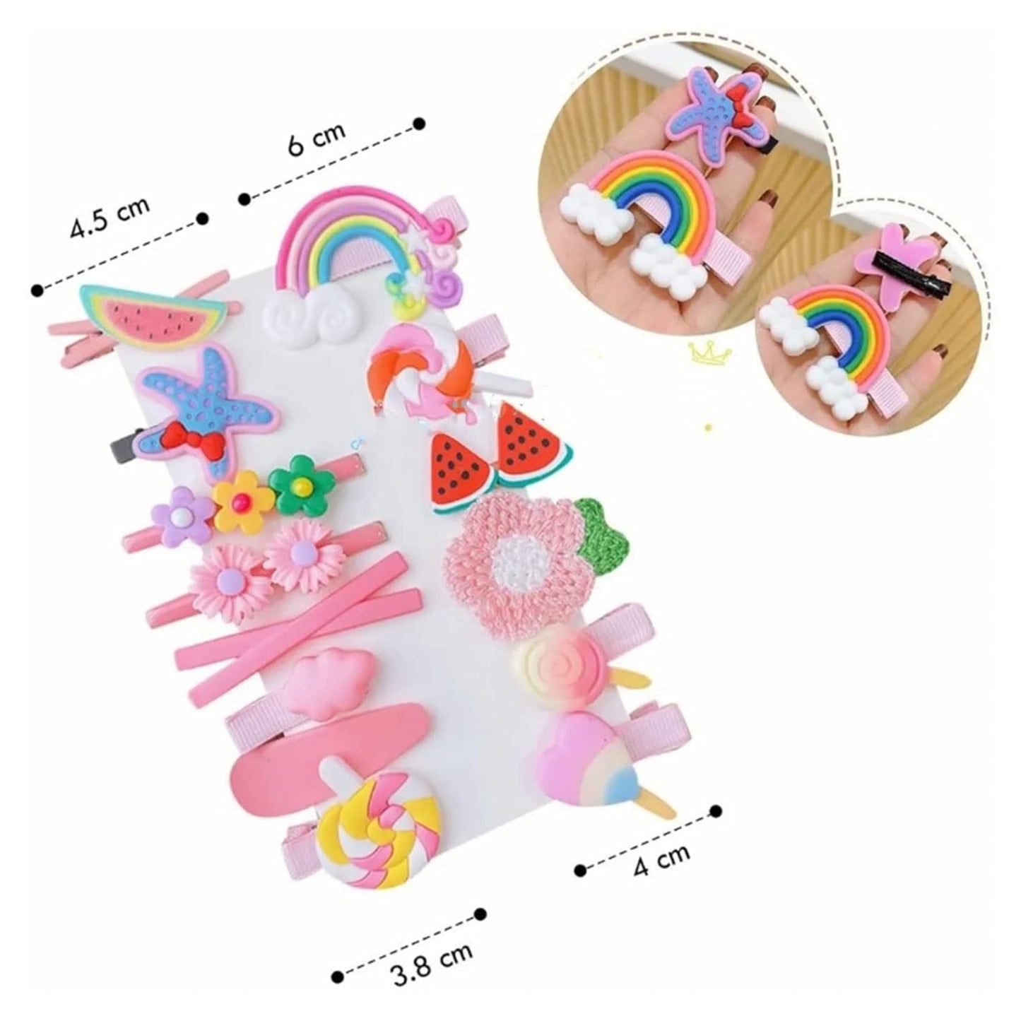 14 PCS Cute Rainbow Hair Pins - 1 Card - Kids