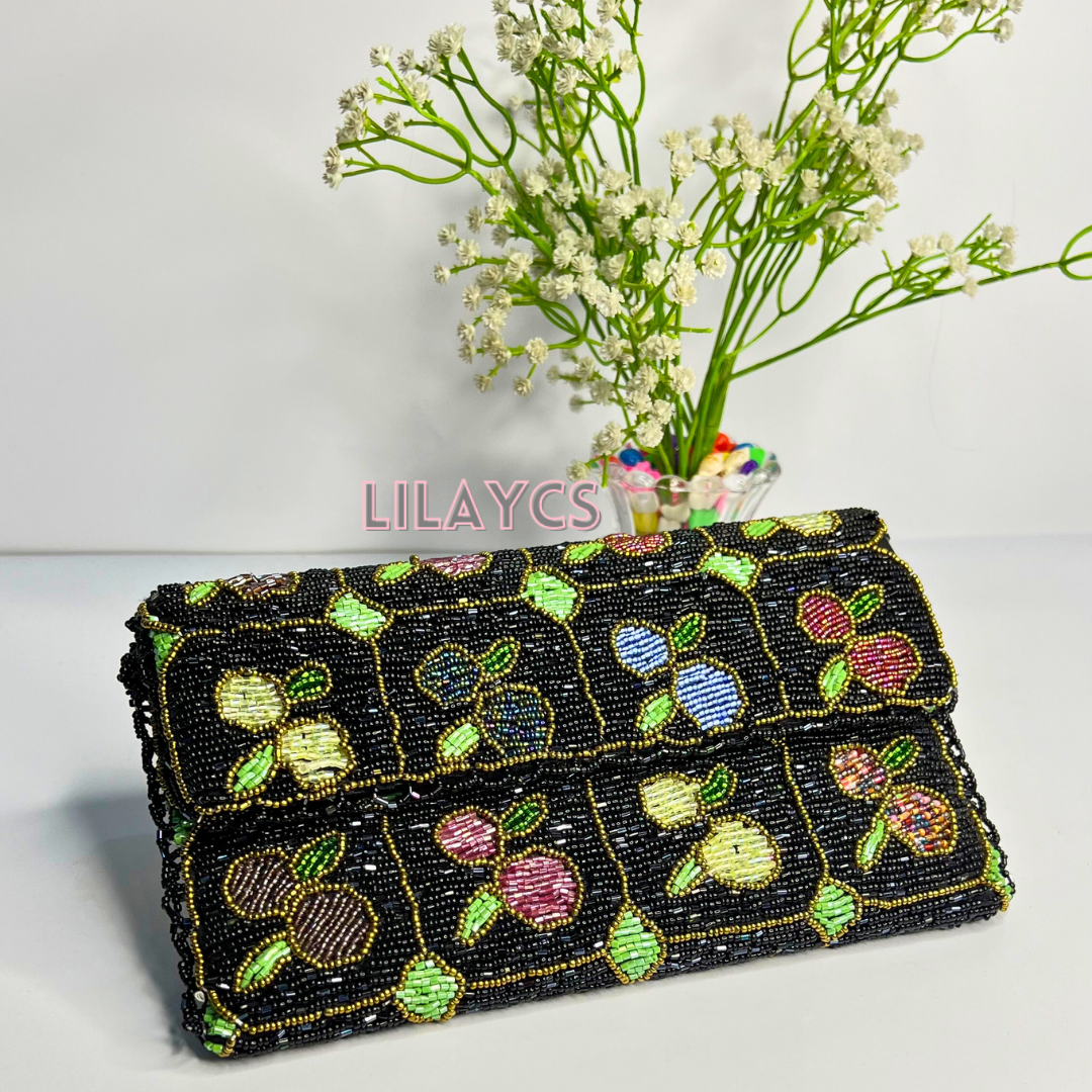 Black Multi-Color Handcrafted Clutch Bag