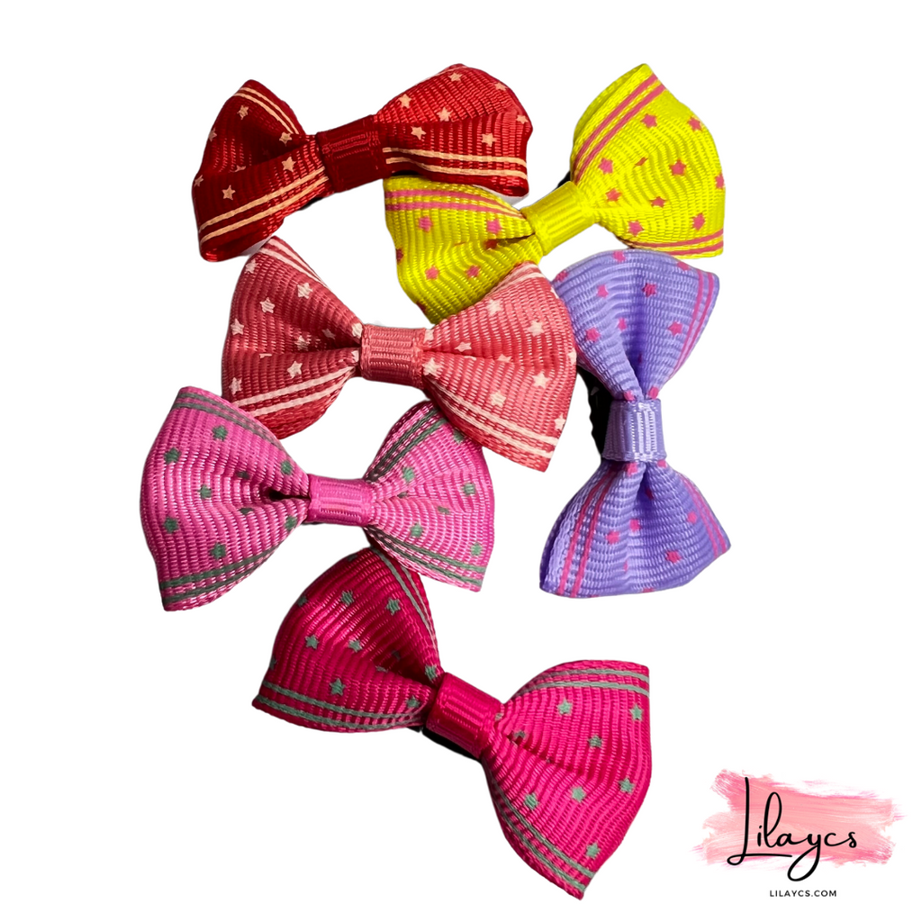 1 Card - Kids Set of 6 Hair Pins Card - Cute Bow Hair Pins Card