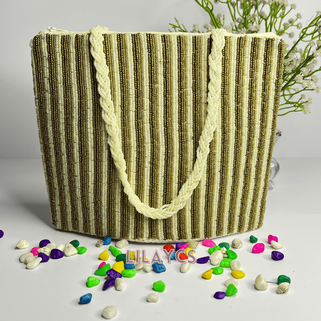 Beautiful Pearls Bag Handcrafted By Lilaycs Artist