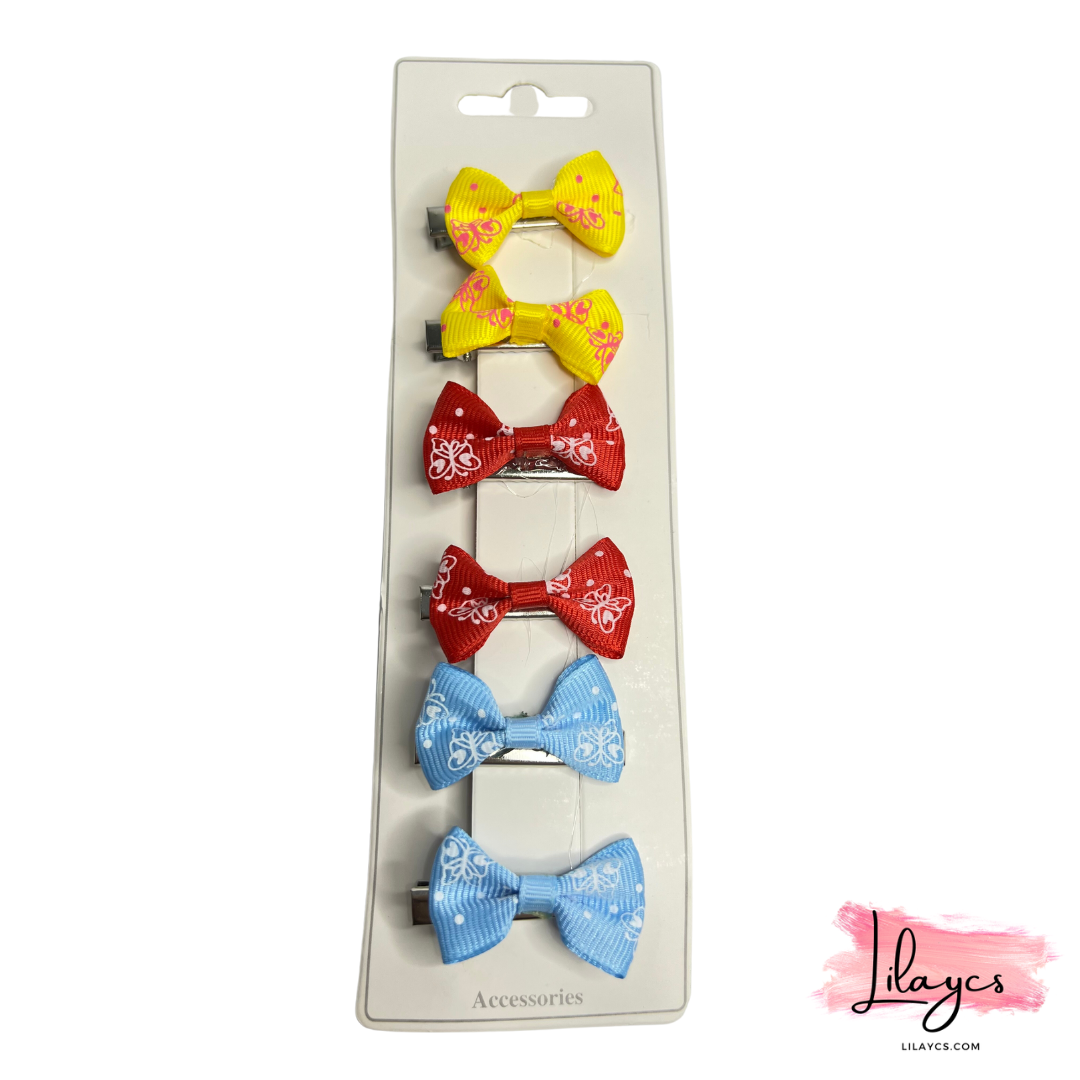 1 Card - Kids Set of 6 Hair Pins Card - Cute Bow Hair Pins Card