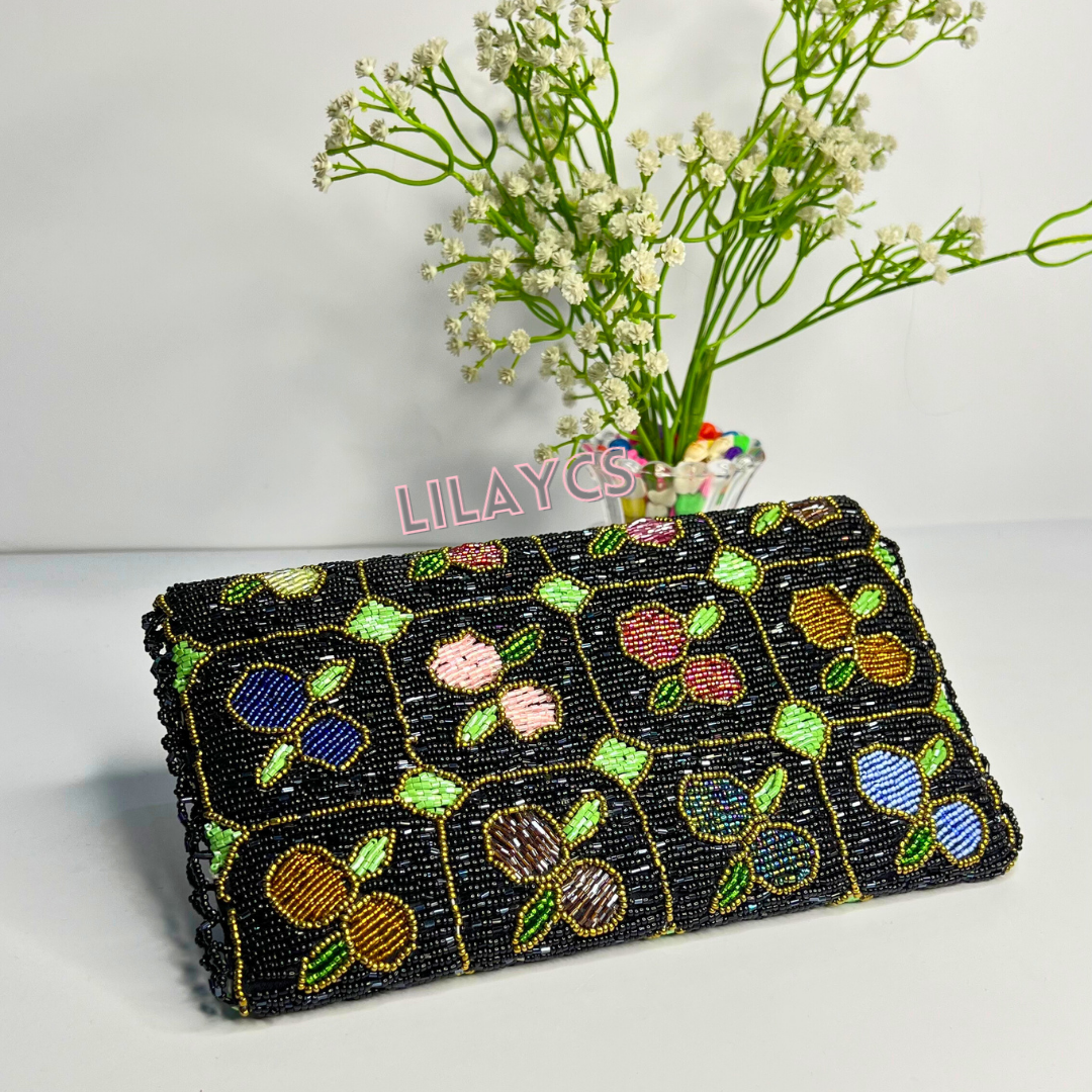 Black Multi-Color Handcrafted Clutch Bag