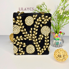 Timeless Elegance Handmade Bag - Black Pearls - Style 2