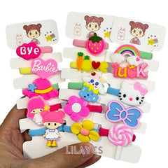 Cute Kids Adorable Hair Ponies Set - Colorful hair ties - 1 Card