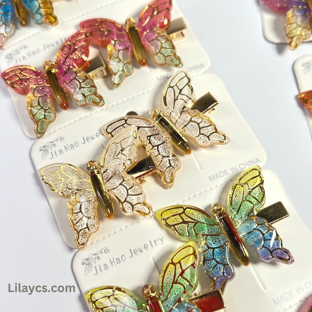 2 pcs - Butterfly Kids Cute Fancy Pins - Adorable Set of 2 on a Single Charming Card