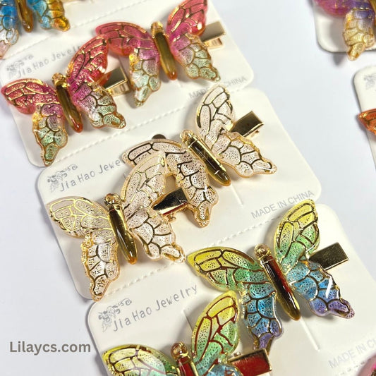 2 pcs - Butterfly Kids Cute Fancy Pins - Adorable Set of 2 on a Single Charming Card