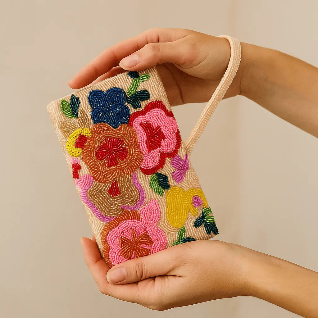 Peach Blossom Beaded Wallet