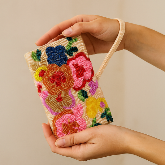 Peach Blossom Beaded Wallet