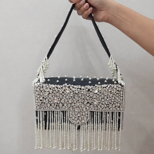 Black Crystal Pearl Bag