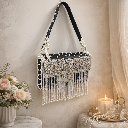 Black Crystal Pearl Bag