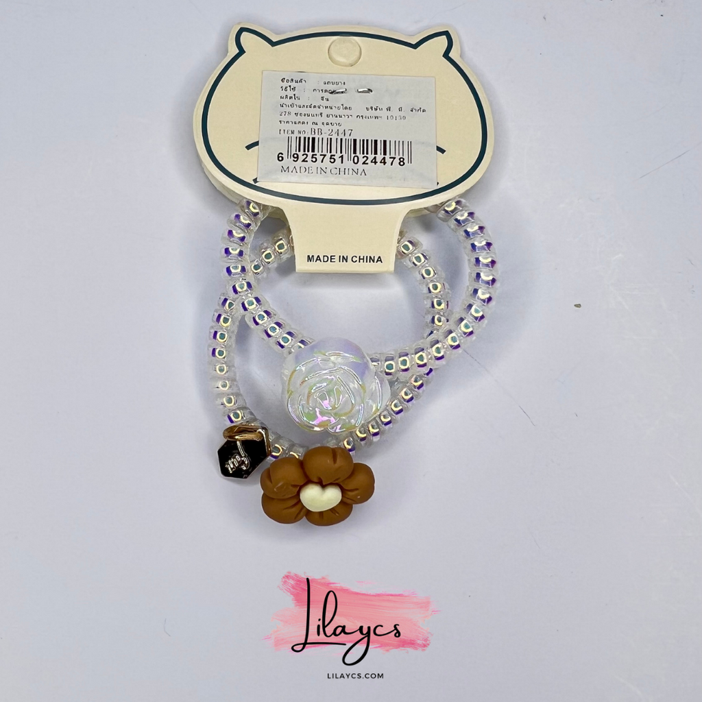 2Pcs - Hair Tie Bracelet Dangle Charm Ponytail Holder