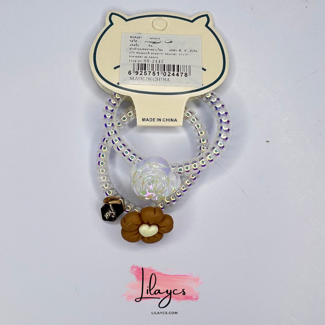2Pcs - Hair Tie Bracelet Dangle Charm Ponytail Holder