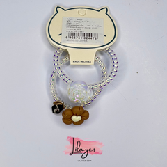 2Pcs - Hair Tie Bracelet Dangle Charm Ponytail Holder