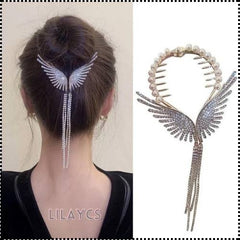Pearl Butterfly Tassel Hair Clip - Korean Style Joora Wings
