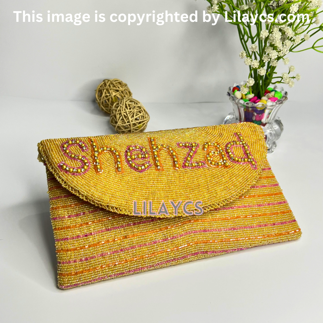 Personalized Handmade Beads Clutch with Custom Name