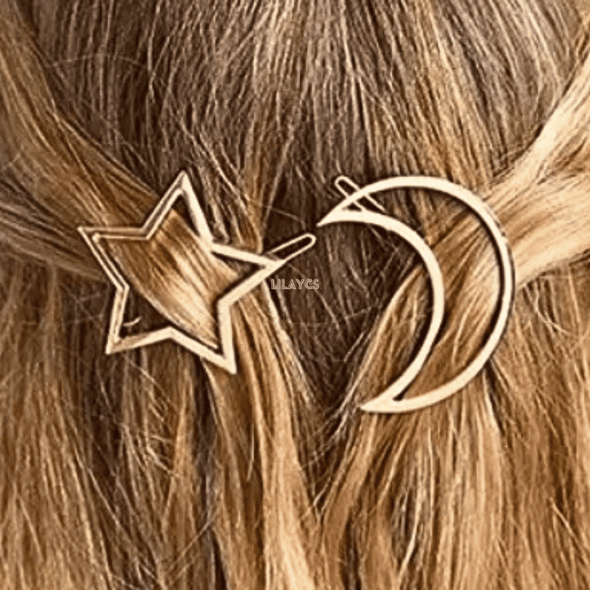 Stylish Geometric Metal Hair Clips Set - Pack of 6 Silver Barrettes by Homeoculture
