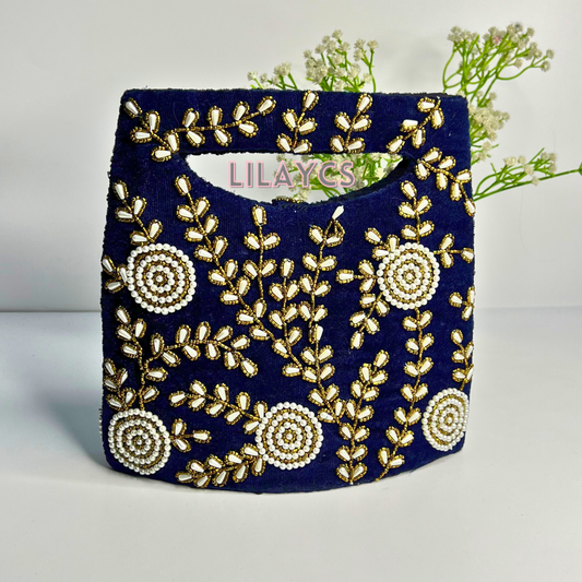 Blue Bag on White Pearls