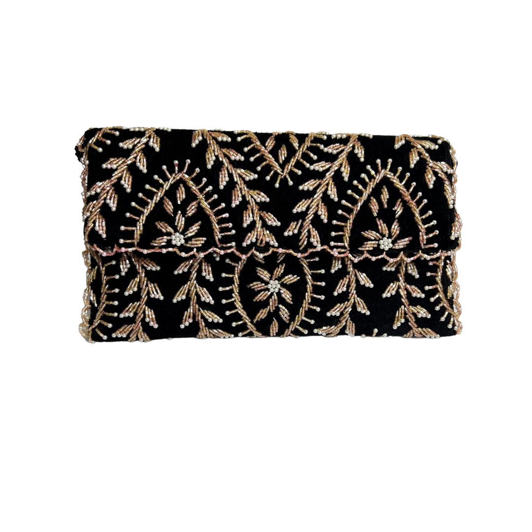 Luxurious Velvet Beads Handmade Clutch