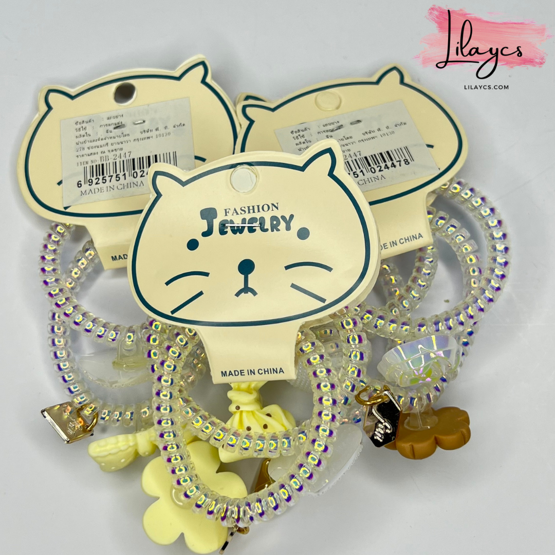 2Pcs - Hair Tie Bracelet Dangle Charm Ponytail Holder