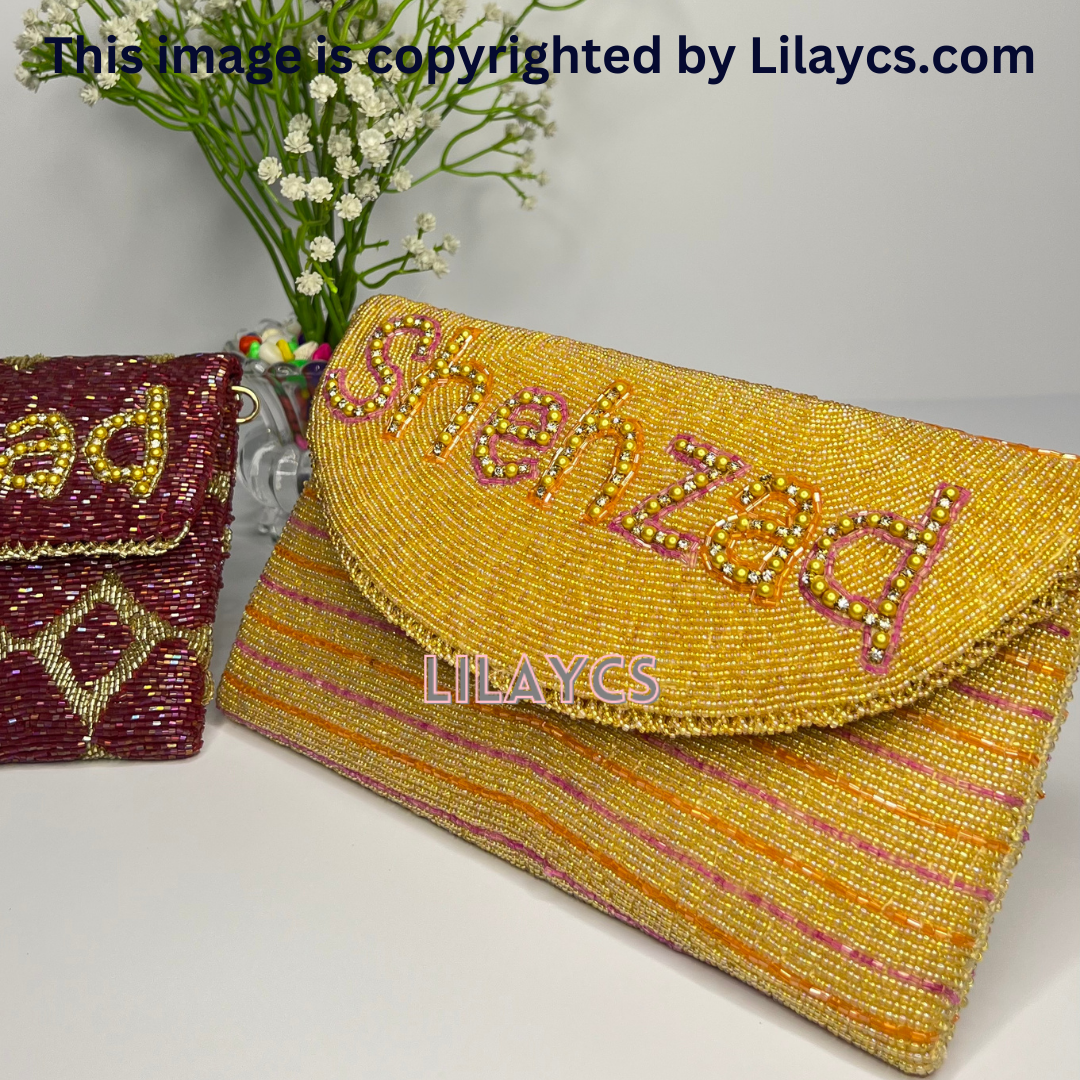 Personalized Handmade Beads Clutch with Custom Name