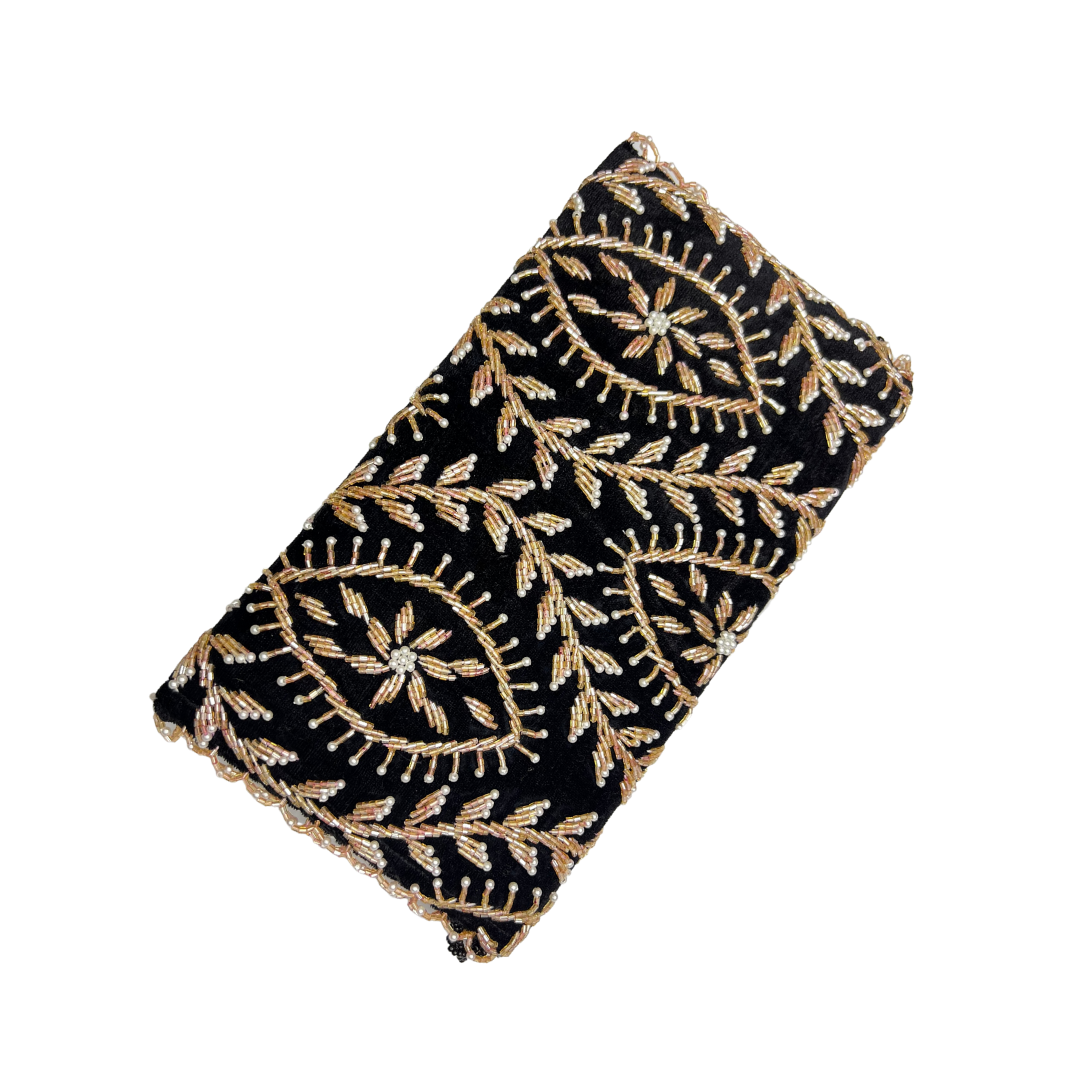 Luxurious Velvet Beads Handmade Clutch