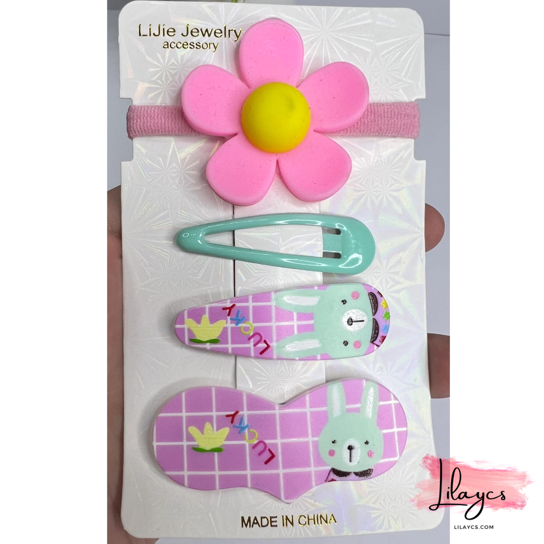 Kids Hair Pins & Pony Card - 1 Pony and 3 pins