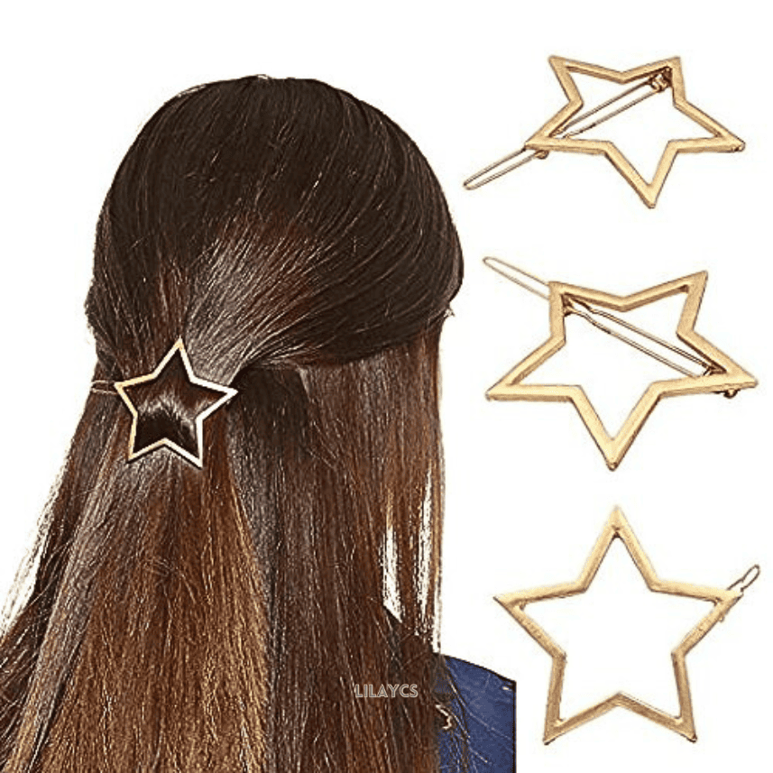 Stylish Geometric Metal Hair Clips Set - Pack of 6 Silver Barrettes by Homeoculture