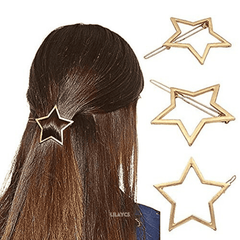 Stylish Geometric Metal Hair Clips Set - Pack of 6 Silver Barrettes by Homeoculture