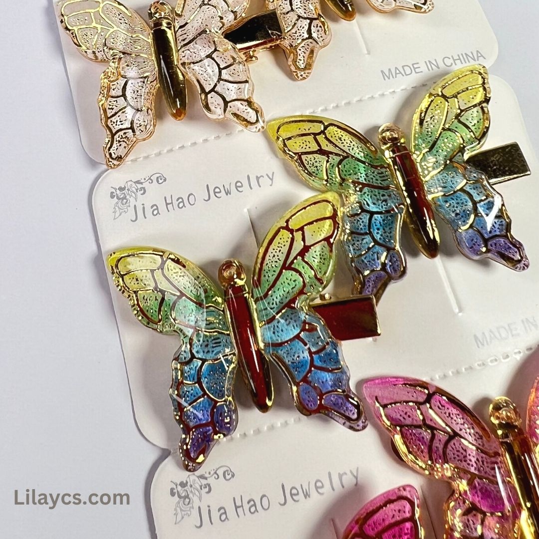 2 pcs - Butterfly Kids Cute Fancy Pins - Adorable Set of 2 on a Single Charming Card