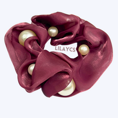 Premium Silk Pearl Glossy Hair Tie Scrunchies for Girls & Women