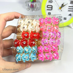 Box Price - 12 Piece Gold Cute Girls Kids Metal Gold Color Jewelry Sets in a Beautiful Bracelet Box