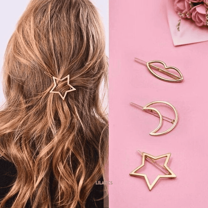 Stylish Geometric Metal Hair Clips Set - Pack of 6 Silver Barrettes by Homeoculture