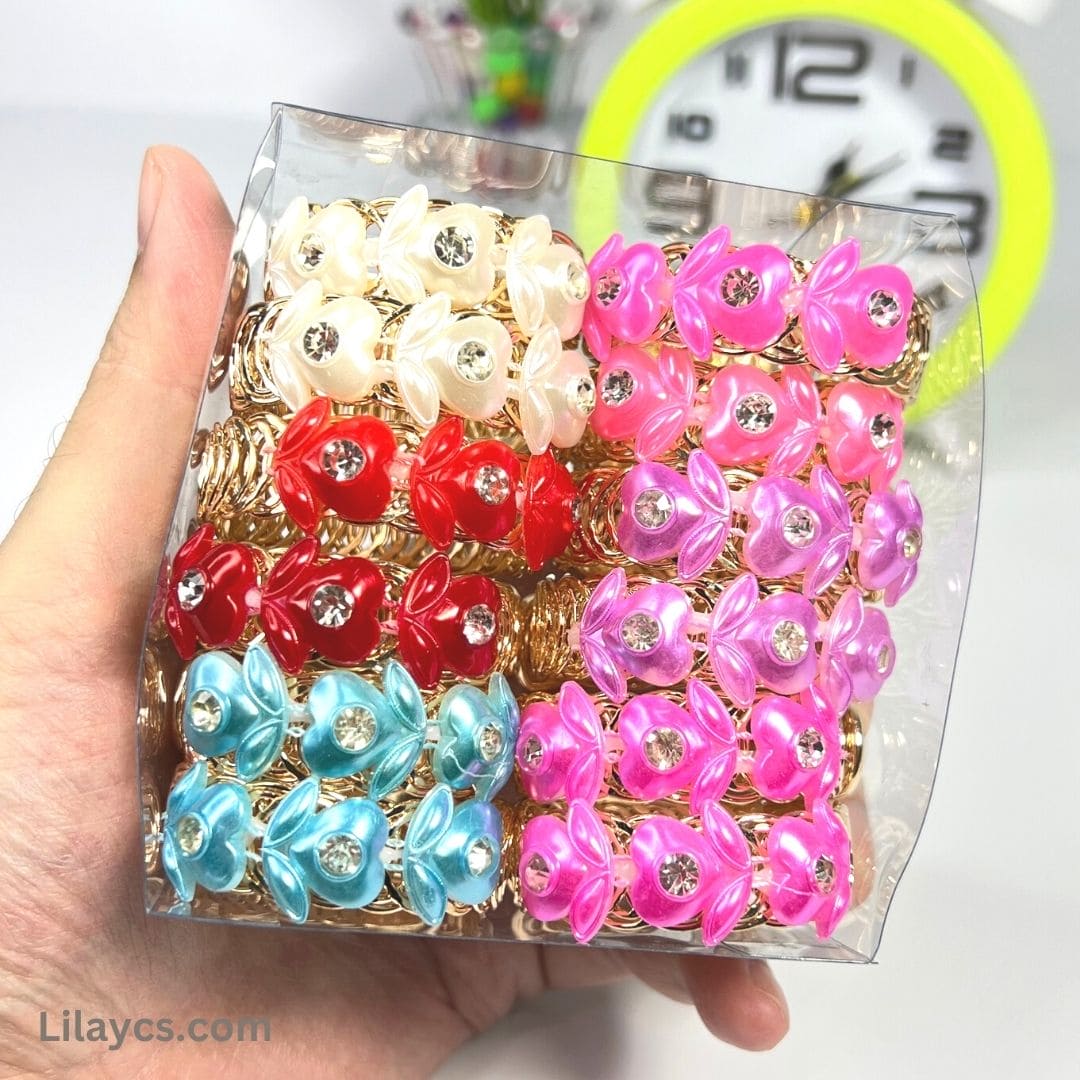 Box Price - 12 Piece Gold Cute Girls Kids Metal Gold Color Jewelry Sets in a Beautiful Bracelet Box