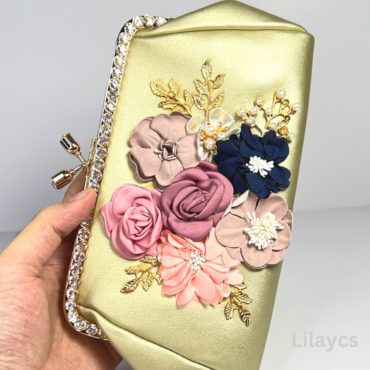 Synthetic Leather Floral 3D Ladies Clutch