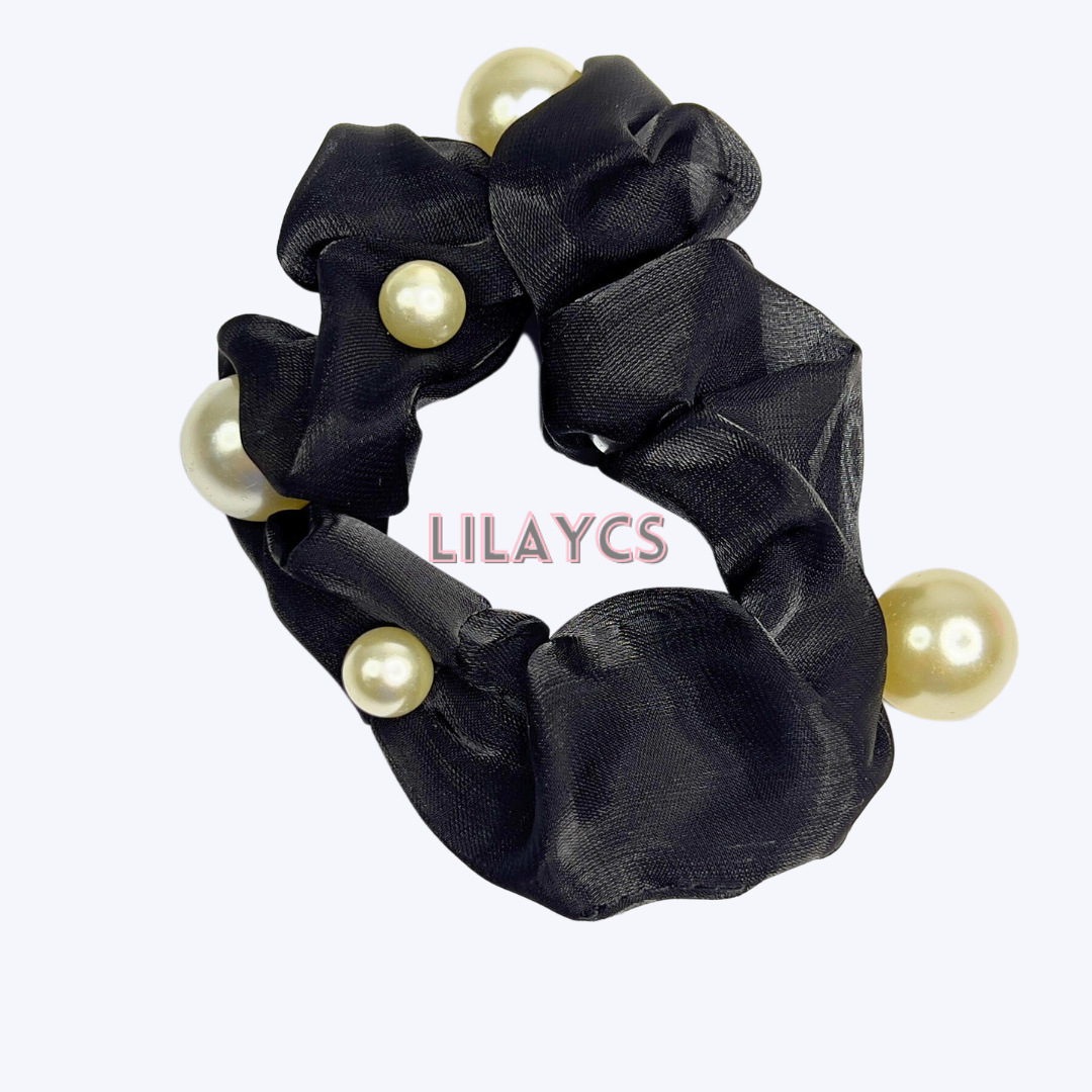 Premium Silk Pearl Glossy Hair Tie Scrunchies for Girls & Women